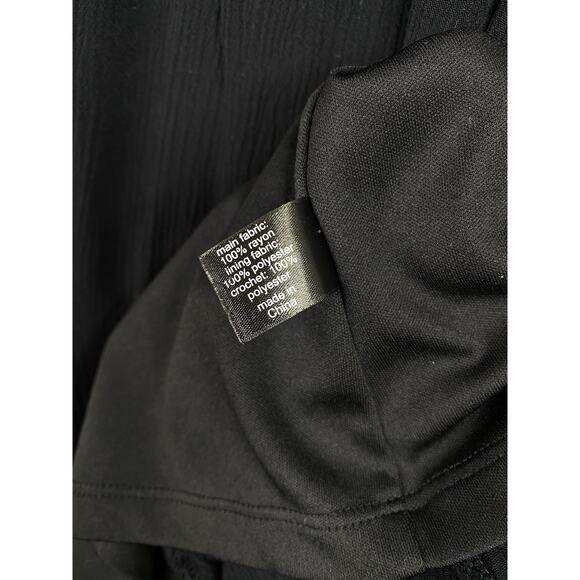 Lane Bryant Dress Womens Plus 22 Black Crochet Lace Pleated Minimal Boho Pockets - Picture 10 of 12